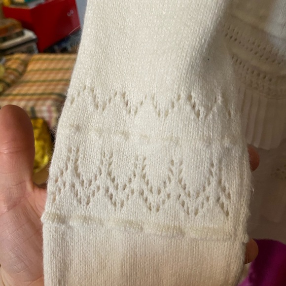 SOLD Sézane Cream Ruffle Openwork Knit Sweater - Picture 3 of 7
